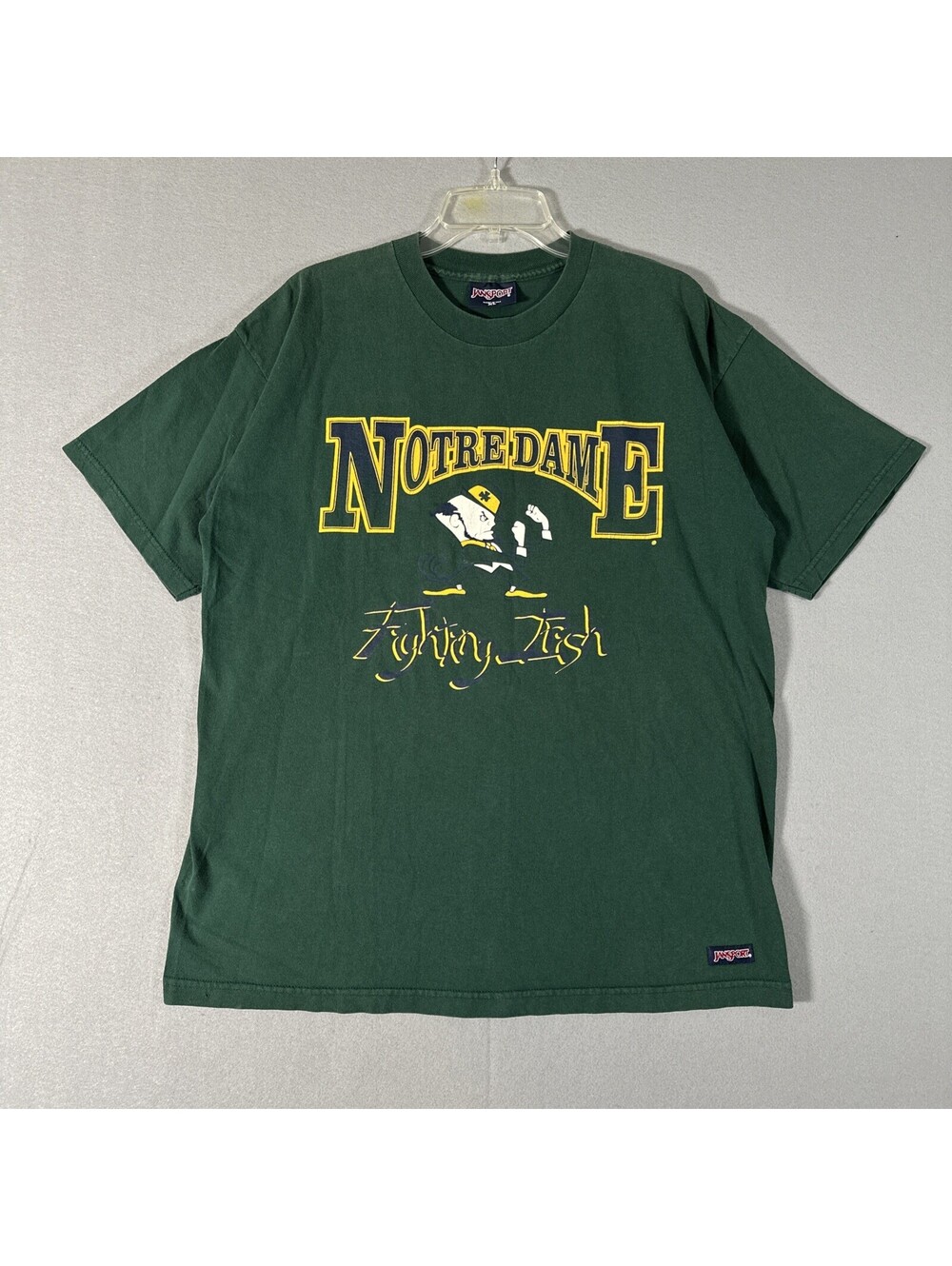 Vintage Notre Dame Fighting Irish T Shirt XL Green Jansport Made In USA